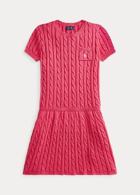 Polo Girls Cable-Knit Cotton Sweater Dress (S-XL)