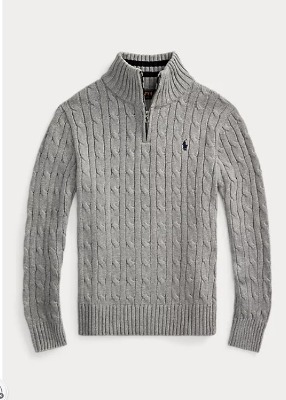 Polo Boys Cable-Knit Cotton Quarter-Zip Sweater (S-XL)