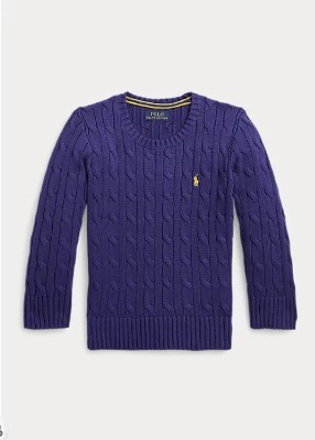 Polo Boys Cable-Knit Cotton Sweater (2T-7)