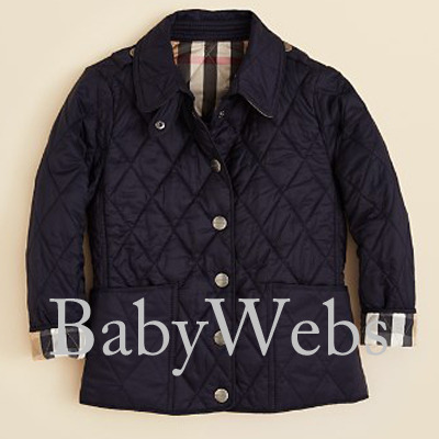 Burberry Kids Mini Pirmont Quilted Jacket/Military Navy (Girls 7-14)