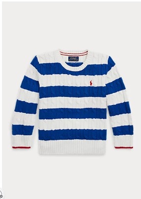 Polo Boys Striped Cable-Knit Cotton Sweater (2T-XL)