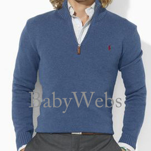 Cotton Half-Zip Sweater/Derby Blue Heather (Men)