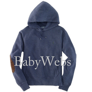 French Rib Elbow Patch Hoodie/Basic Navy Heather (Men)